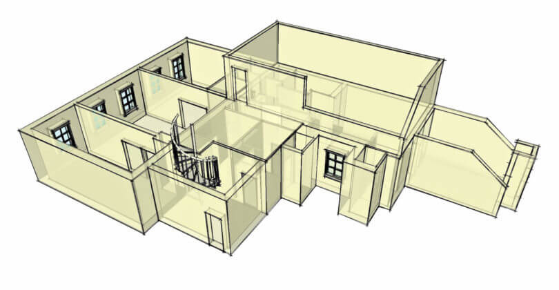 dispozice bytu, 3D model, Rybná ulice