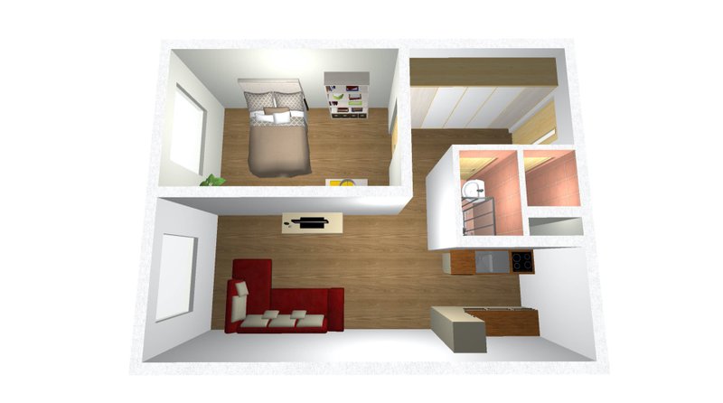 půdorys bytu, 3D plánek
